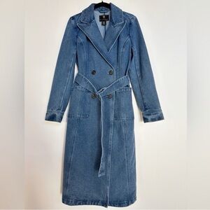 House Of Harlow 1960 Double Breasted Denim Trench Coat